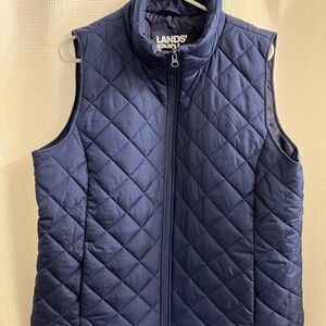 Lands' End Navy Quilted Outerwear